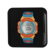 Skmei LED 幻彩夜光防水兒童電子錶, 高透明樹脂鏡面 ABS PU 不鏽鋼, 3.8 x 23 x 1.4cm, 黃殼藍圈