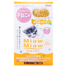 MIAWMIAW 妙喵 主食軟包 12包, 專利A-I胜肽 減壓 提升適口性 幼貓適用, 雞肉 + 鰹魚, 840g, 1盒