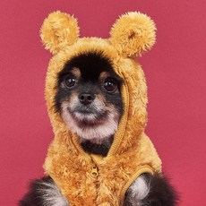 도그아이 반려동물 곰 후드 베스트, 머스타드, 1개