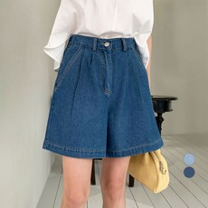 afinar 女款涼感觸感丹寧半鬆緊細褶短褲