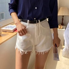 코코블랑 여성용 사선컷 벨트 숏팬츠