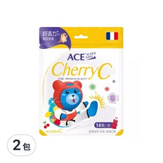 ACE SUPER KIDS 西印度櫻桃C軟糖 14顆/袋, 健康維持, 全素/黑莓口味, 法國研發, 每顆50毫克, 39.2g, 2包