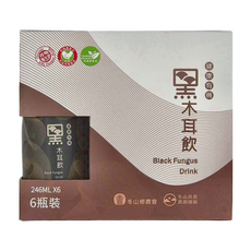 冬山鄉農會 有機黑木耳飲 246ml x 6瓶裝, 純素配方, 玻璃瓶包裝, 1.476L, 1盒