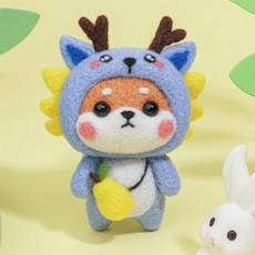 簡單線條羊毛氈 DIY 套件柴犬家族, 藍色的龍, 1個