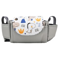 Vanibaby 推車掛袋, 奶瓶袋 手機袋 內裡防水, 灰色小恐龍, 1個