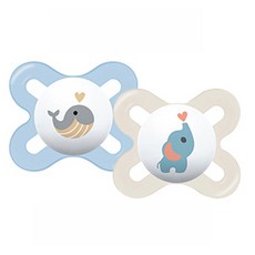 MAMBaby 신생아 스타트 실리콘 쪽쪽이 2종 세트, 1단계(0~2개월), 블루, 화이트, 1세트