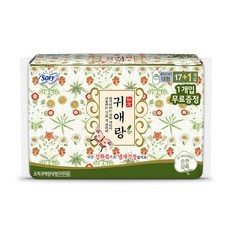 쏘피 귀애랑 생리대 날개형, 대형, 18개입, 1개