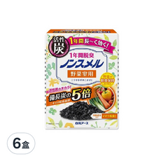 Hakugen Earth 白元 冰箱活性炭脫臭劑1年間 蔬果室用, 備長炭的5倍活性炭除臭，適用於蔬菜室，1年間脫臭, 20g, 6盒