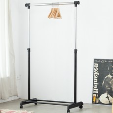 AMOS 日系簡約單桿伸縮吊衣架, 黑色, W 85-134 x D 44 x H 95-170 cm, W85~134 x D44 x H95~170cm