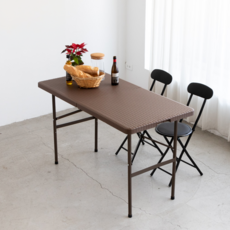 AMOS 仿藤手提折疊戶外露營餐桌，W120xD60xH74cm, 122 x 60 x 74cm, 122cm, 咖啡色, 1個