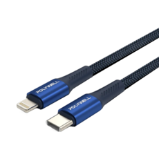 POLYWELL 寶利威爾 Type-C-Lightning PD編織快充線 適用蘋果iPhone, 1m, 藍色, 1條