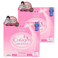 Angel LaLa 天使娜拉 EX 膠原蛋白粉 6000mg, 含Peptan膠原蛋白胜肽, 牛奶風味 15入, 15包, 8g, 2盒