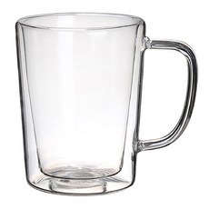 耐熱雙層玻璃馬克杯, 圓潤杯口 隔熱防燙 350ml, CAKN0121L, 1個