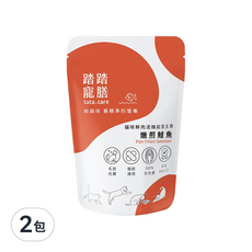 tata.care 踏踏寵膳 貓咪鮮肉泥機能主食 嫩煎鮭魚, 毛髮亮麗 x 關節護理配方, 含Omega-3, 添加日本膠原蛋白, 無麩質無豆類, 98%含肉量, 140g, 2包