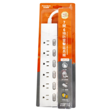 PowerSync 群加 7開6插防雷擊延長線 TS76T918 450g, 1.8m, 白色, 1條
