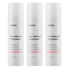 쿤달 에어리 퍼퓸 데오드란트 스프레이 베이비파우더향, 150ml, 3개