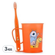위덴 아동용 변덕쟁이 칫솔 + 양치컵 세트 3~5세용 오렌지, 3세트
