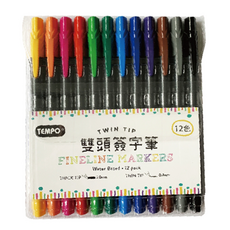 TEMPO 節奏牌 FUJILINE 雙頭簽字筆 12色套裝, 雙頭設計, 12色, 12支