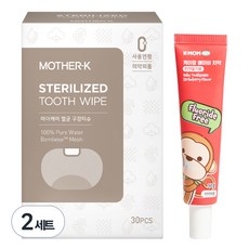 마더케이 멸균 구강티슈 30매 + 무불소 베이비 치약, 2세트