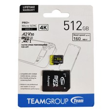 TEAMGROUP 十銓 PRO+ MICRO SDXC 512GB UHS-I U3 A2 V30 快閃記憶卡 附轉卡, 支援4K Ultra-HD高畫質錄影, 1個