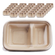 方雙格植纖餐盒750ml 230口徑蓋 28號 (50入x6組) | 外帶餐盒/環保餐盒, 50個, 6組