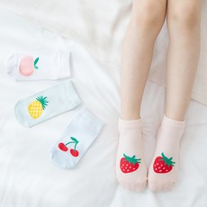 롤리트리 키즈 유아동 메쉬 과일 스니커즈 양말 4켤레