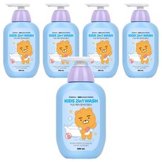 LG 生活健康 孩童用Kakao Friends聯名2合1洗髮沐浴乳 萊恩款, 390ml, 5瓶