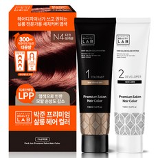 박준뷰티랩 헤어 살롱 컬러 염색제 새치커버용 150ml + 150ml, 다크브라운, 1개 다크 브라운(N4), 1개