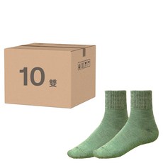 莫蘭迪中筒襪 10雙裝, 26x12cm, 單雙重26g, 布料襪子, 26 x 12cm, 墨綠色