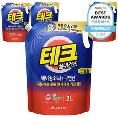 테크 베이킹소다 플러스 구연산 실내건조 액체세제 드럼용 리필, 2L, 4개 2L, 4개