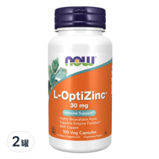 now 諾奧 L-OptiZinc 鋅+銅膠囊 30mg 100 粒, 100顆, 45g, 2罐