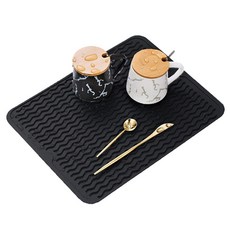 Haegang 高級矽膠餐具瀝乾墊, 黑色, 1個
