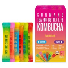 SUNMANC 康普茶體驗組合 檸檬口味 10條+水蜜桃口味 10條+麝香葡萄口味 10條+葡萄柚口味 10條+蘋果口味 10條, 5g, 120條, 1盒