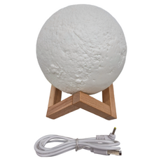 月亮燈加濕器, 880ml大容量, 三色氣氛, 小夜燈, USB有線/無線充電, 1個