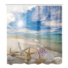 半島良品 不透光防霉防水浴簾 附掛勾, 陽光海灘, 1個