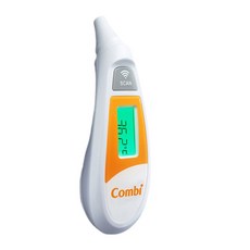 Combi 康貝 免耳套紅外線耳溫槍, 一秒測溫 高精度檢溫 背光螢幕 發燒紅光警示, 1個