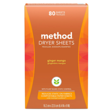 method 美則 香氛柔軟烘衣片 夏日甜心 80張入，植物萃取，去除靜電，持久留香, 80個, 1盒