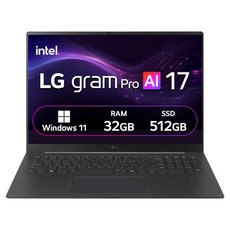 LG전자 2026 그램 Pro AI 17 코어Ultra7, 17Z90U-GU7BK, 512GB, 32GB, WIN11 Home