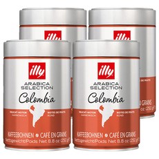 illy 意利 嚴選阿拉比卡咖啡豆 哥倫比亞, 無研磨咖啡豆, 250g, 4罐