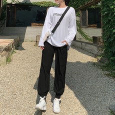 마이시즌 여성용 바스락 허리밴딩 카고 조거 팬츠