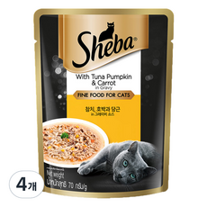 쉬바 고양이 주식 파우치, 혼합맛(참치/호박/당근), 70g, 4개