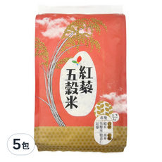 池上鄉農會 紅藜五穀米5包,1.2kg裝，多種穀物混合，營養豐富，健康美味新選擇, 5包, 1.2kg