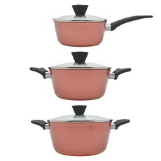 LocknLock 樂扣樂扣 IH鍋具組, 玫瑰金, 單柄湯鍋18cm*1個+雙耳湯鍋20cm*1個+雙耳湯鍋24cm*1個, 1組