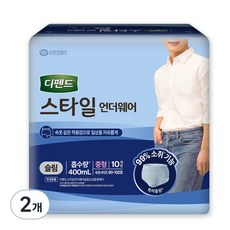 디펜드 스타일 언더웨어 슬림 남성용 중형, 10개입, 2개