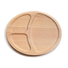 Homely Zakka 木趣食光 日系木質橢圓分隔餐盤, 24 x 19.5 x 1.8 cm 天然無塗裝櫸木, 24 x 19.5 x 1.8cm, 1個