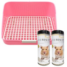 Rora Pet 方形塑膠小動物馬桶隨機出貨+膨潤土馬桶沙檸檬香味700g*2p套組, 1套