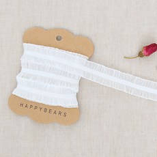 HAPPY BEARS Clara雙層歐根紗橡皮筋蕾絲帶 20mm, 白色的, 3片