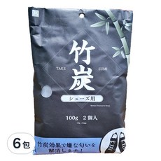 KOKUBO 小久保工業所 日本竹炭除臭包 鞋子用 2入, 有效除濕/脫臭/防霉, 可重複使用, 經濟環保, 200g, 6包
