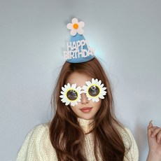 P&B UNITY 生日派對雛菊帽眼鏡套裝, 03 雛菊帽藍色+眼鏡(2種), 1組