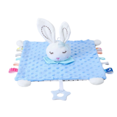 OhBabyLaugh 動物玩偶安撫巾, 尺寸 30 x 27 cm, 30 x 27cm, 藍色兔子, 1個